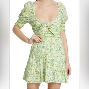 ALICE + OLIVIA Kristie Floral Puff Sleeve Minidress